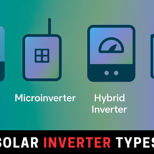 Solar inverter types comparison — String inverter, Microinverter, Hybrid inverter, and Battery inverter