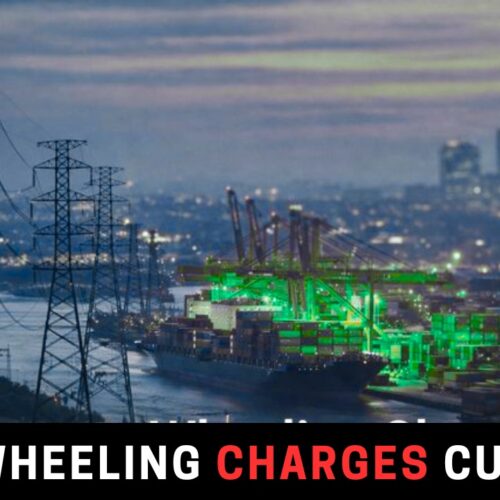 Pakistan’s industrial power transmission network and export cargo illustrating reduced wheeling charges and policy measures to support exporters