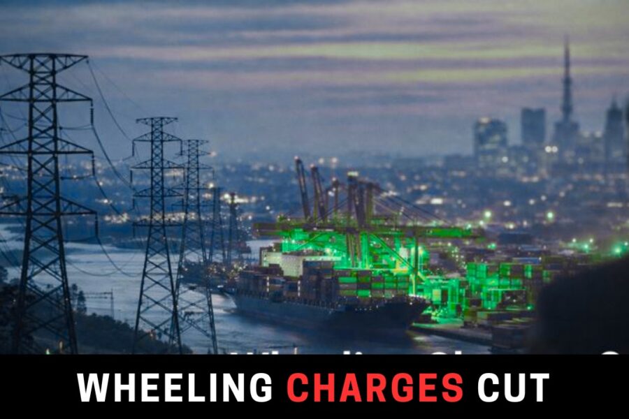 Pakistan’s industrial power transmission network and export cargo illustrating reduced wheeling charges and policy measures to support exporters