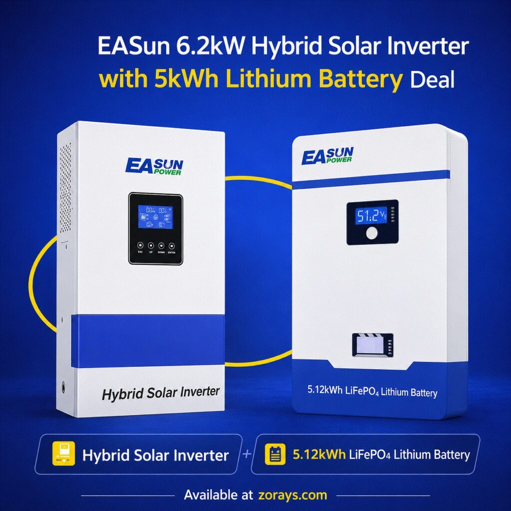 EA Sun Combo EASun 6.2kW Hybrid Solar Inverter + 5.12kWh LiFePO4 Lithium Battery