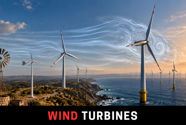 Wind turbine extracting energy while moving air continues through the rotor into a slower downstream wake