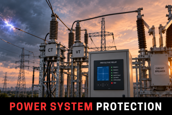 High-voltage circuit breaker isolating a transmission line fault using protective relay and CT VT measurements